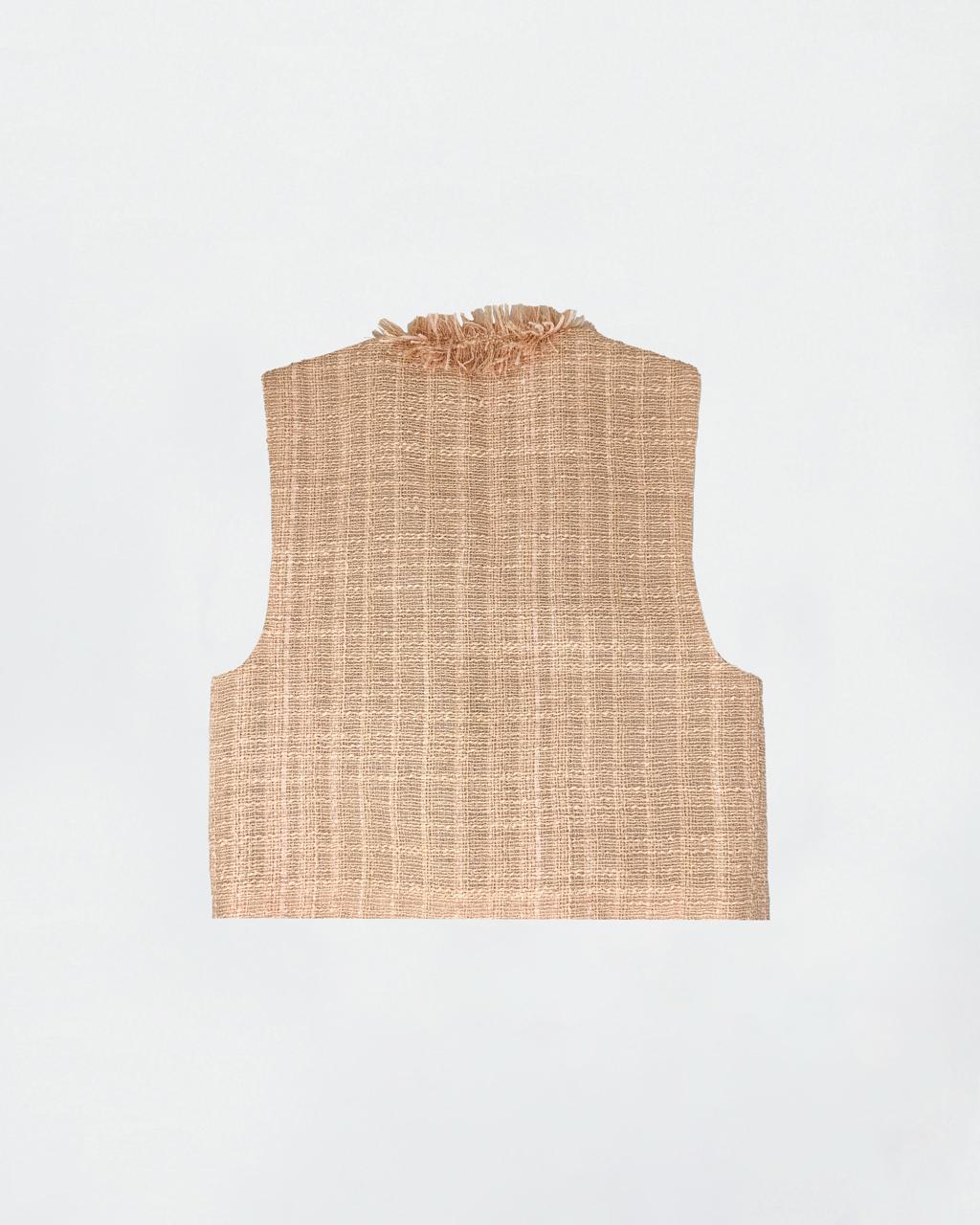 The Ethiquette Comporta Rosima gilet tweed taille marquée