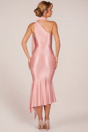 Oh Polly Giada 15923 robe midaxi satin blush foulard