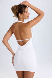 Oh Polly 10336 robe mini blanche licou dos cowl