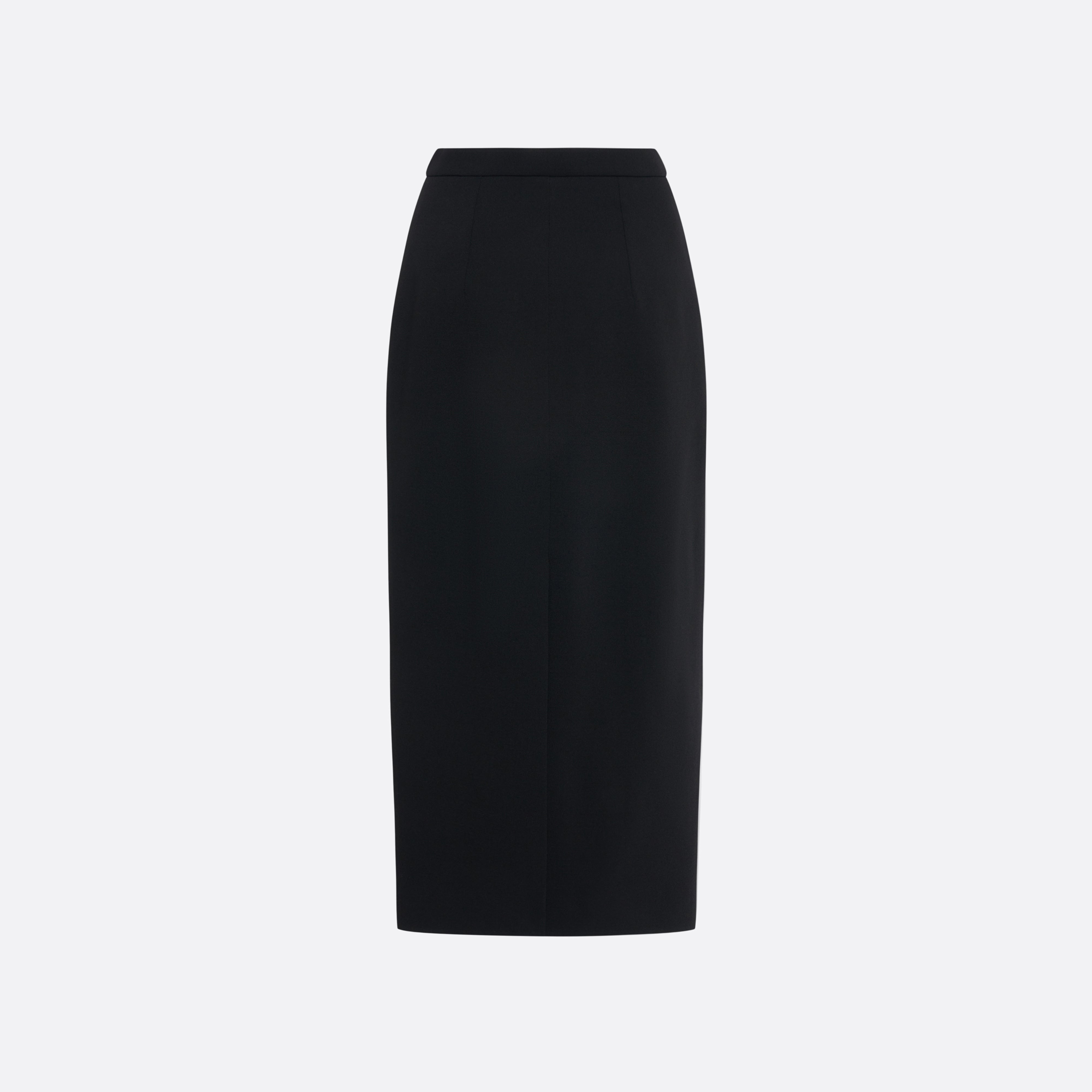 Alessandra Rich Wool Crêpe Midi Skirt jupe noire