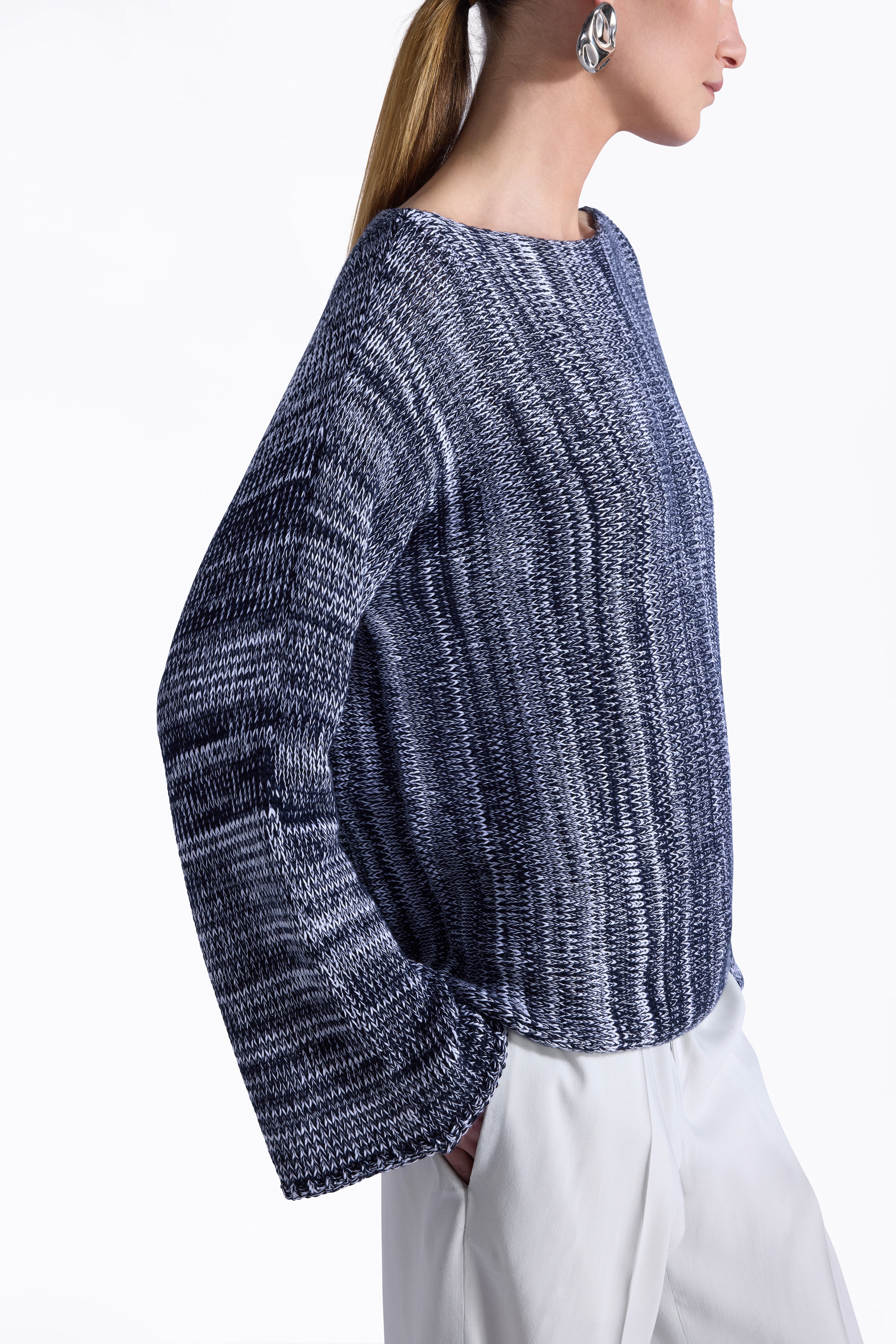 Liviana Conti Raissa pull coton col bateau marine