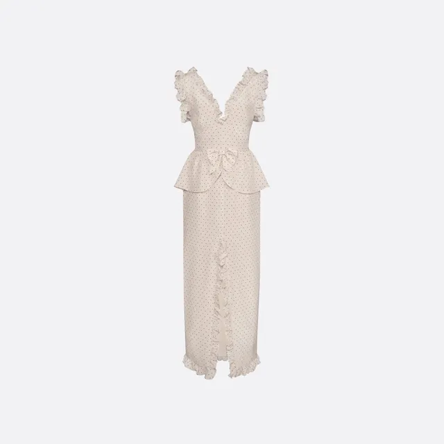 Alessandra Rich Dresses robe midi soie nœud marron amande 36-46