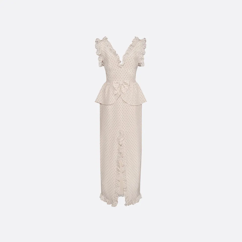 Alessandra Rich Dresses robe midi soie nœud marron amande 36-46