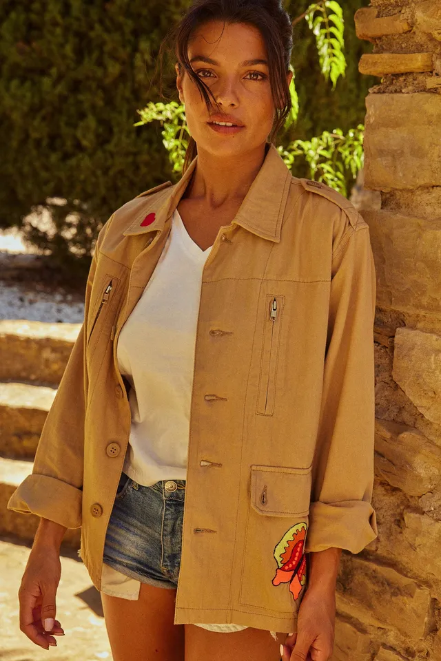 Chicosoleil Rockie veste coton beige coupe militaire