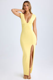 Oh Polly Sloane robe longue jaune modal fente moulante