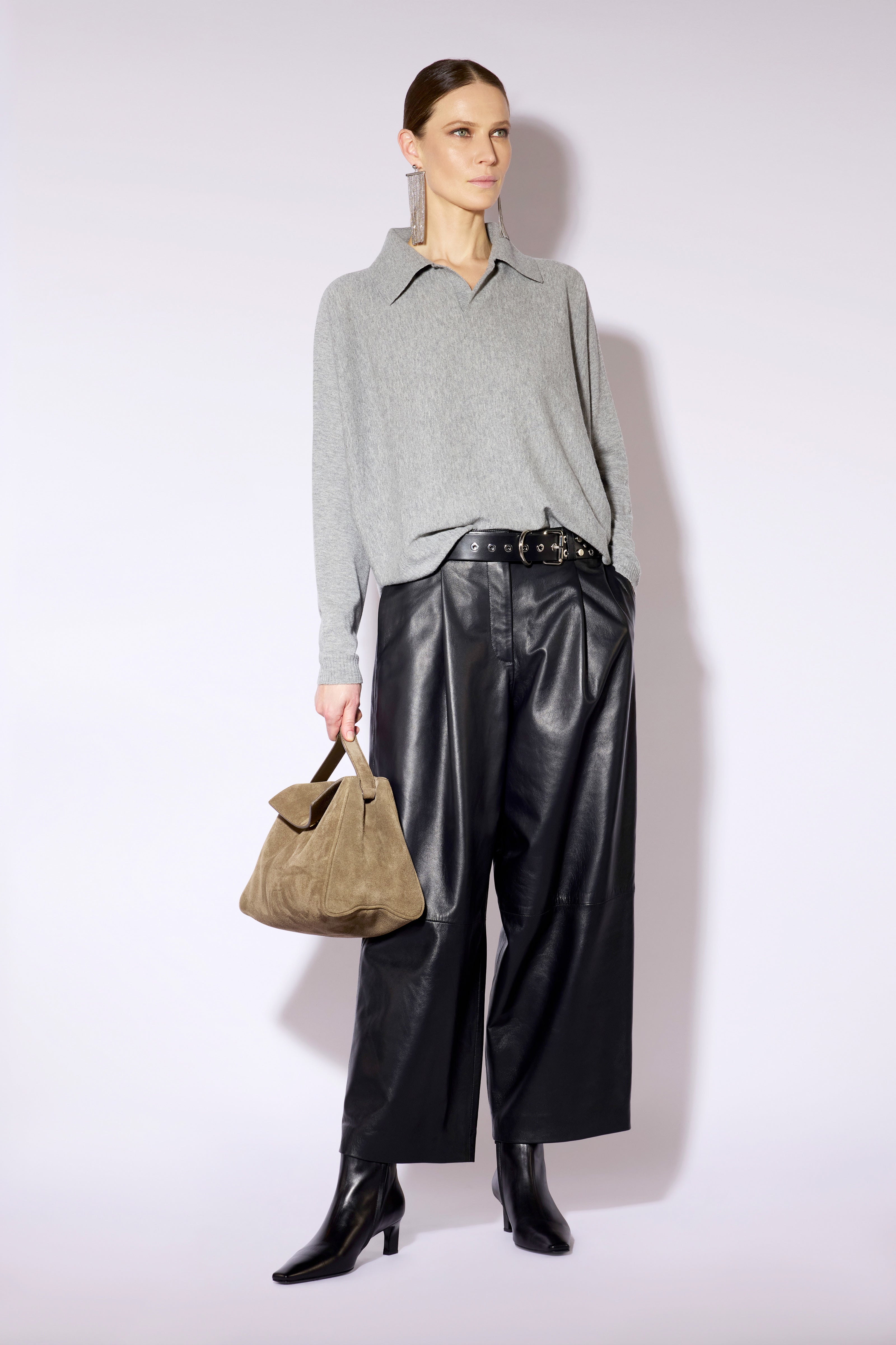 Liviana Conti Maglieria Debbie pull polo gris XS-XL laine