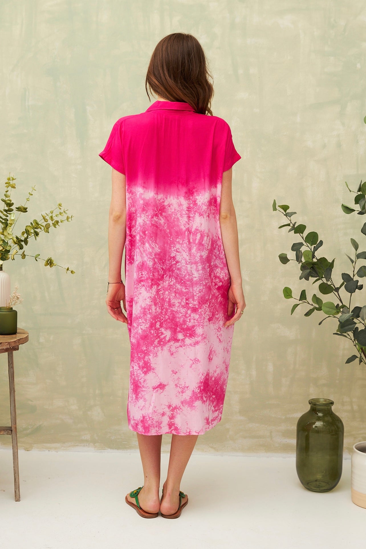 CHICOSOLEIL YUNA Robe Mi-Longue Rose Tie & Die