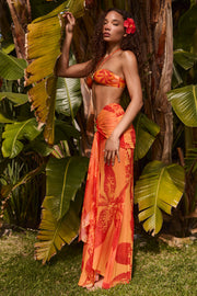 Oh Polly Bacalar jupe longue orange orchid taille basse