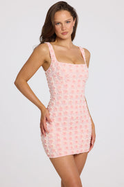 Oh Polly Nura Mini Robe Rose Ombré Col Carré Perlée