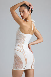 Oh Polly Tori robe mini ivoire licou strass dos nu