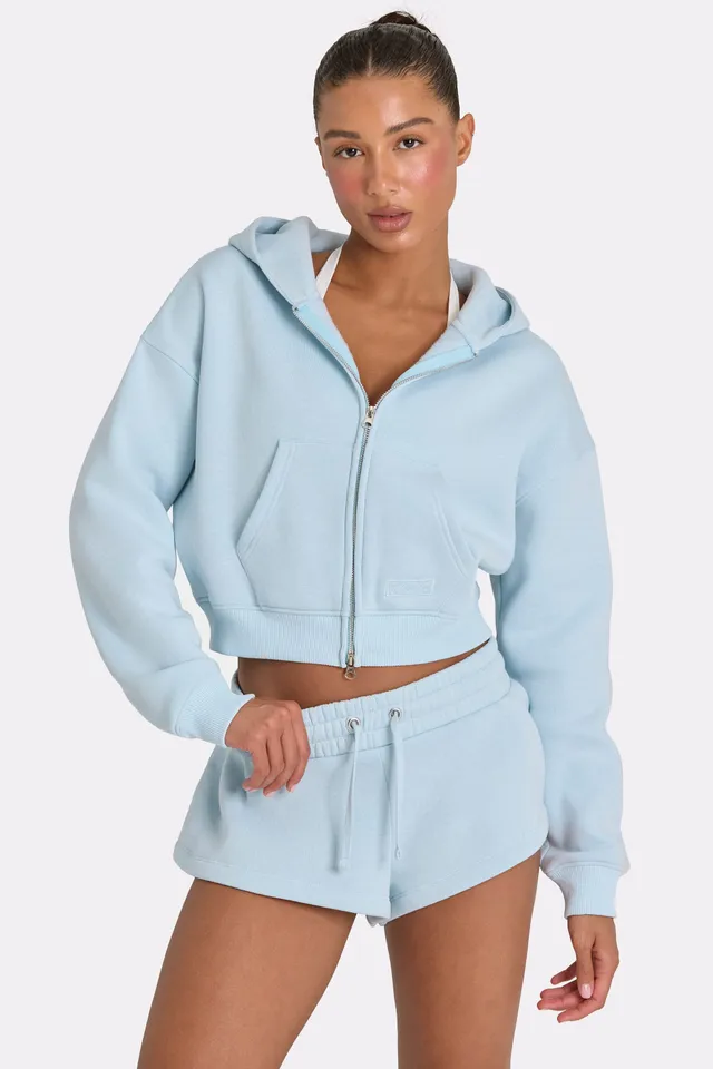 Oh Polly hoodie zip oversize bleu clair polaire