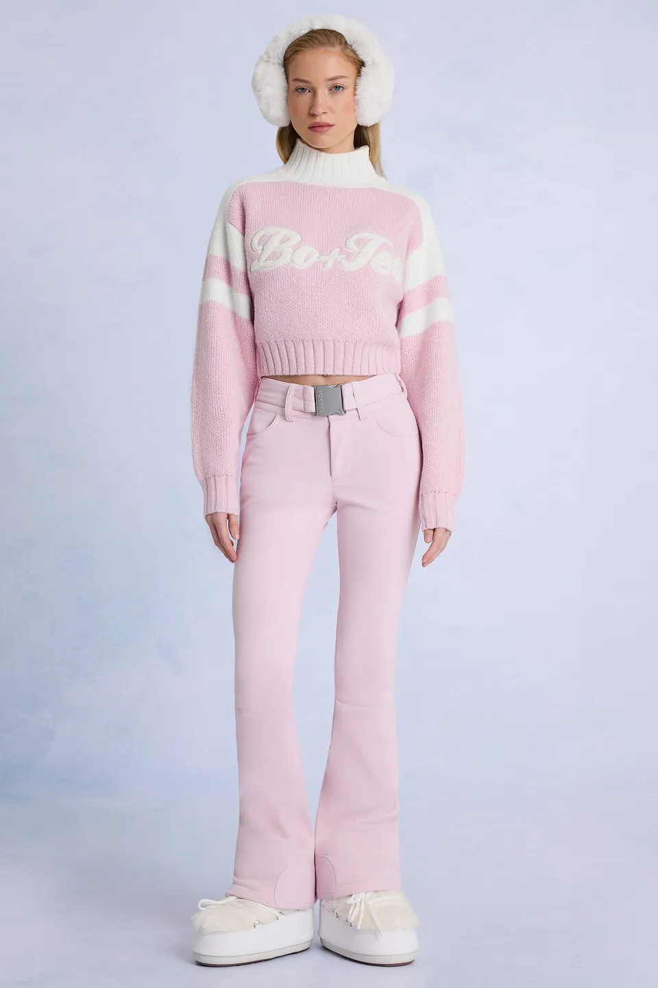 Oh Polly salopette ski imperméable rose poudré ceinture polaire