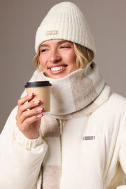 Oh Polly Bo+Tee Bonnet Beanie Ivoire Maille Cotelee