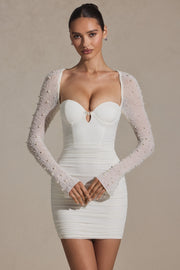 Oh Polly St. Germain mini robe perles blanc neige