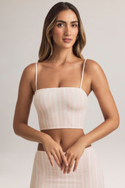 Oh Polly Verna Top Bandeau Pink Stripe - Crop Top Modal Rayé