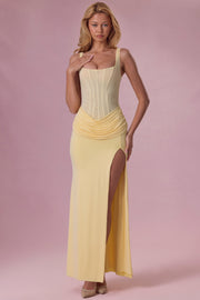 Oh Polly Rosina robe longue corset beurre fente cuisse