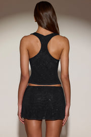 Oh Polly Embellished 14971A mini jupe noire strass