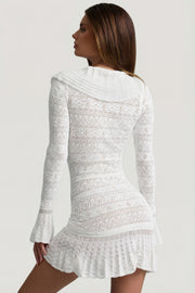 Oh Polly Dresses Jolessa mini robe coconut pointelle volants