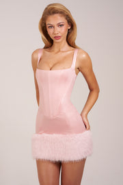 Oh Polly Rixelle Mini Robe rose satin corset col carré