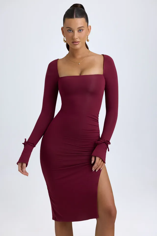 Oh Polly Sawyer 5468 robe midi bordeaux en modal stretch