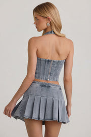 Oh Polly Lotta top corset bleu clair dentelle