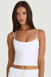 Oh Polly Tops 9399 top corset licou blanc bretelles ajustables