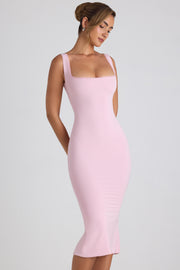 Oh Polly Navi robe midaxi rose pâle dentelle modal
