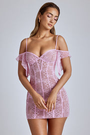 Oh Polly Eleonora 8020 robe dentelle mini rose bébé col V
