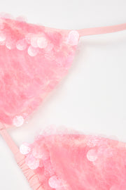 Oh Polly Swim haut bikini Leil rose sequins