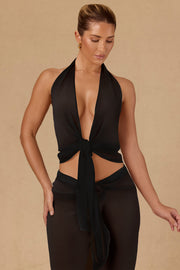 Oh Polly Harbour crop top noir halterneck noué