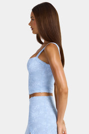 Oh Polly Tops Caraco Dentelle Bleu Arctique Stretch