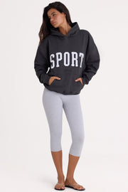 Oh Polly Knitwear Varsity BT0802 sweat à capuche noir oversize coton