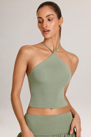 Oh Polly Aviora Top licou modal vert sauge moulant