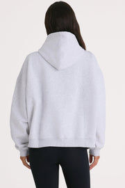 Oh Polly Knitwear Varsity BT0802 sweat à capuche gris chiné coton