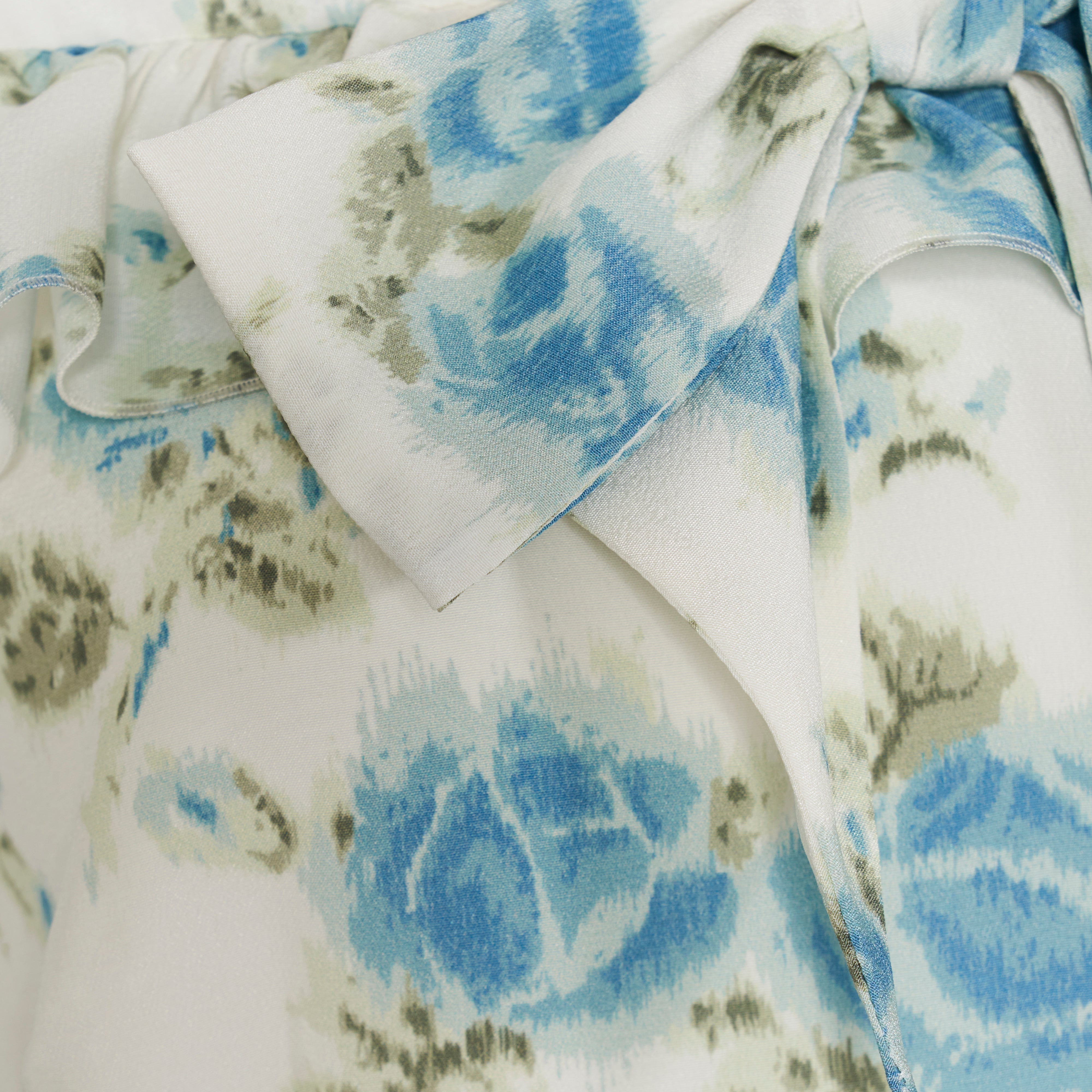 Alessandra Rich Floral-Print Silk robe midi bleu clair 40