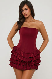 Oh Polly Juliet robe mini rouge corset volants bustier