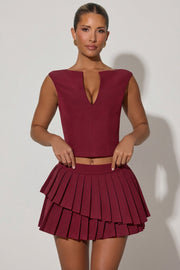 Oh Polly Nada mini jupe plissée rouge bordeaux taille basse