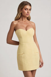 Oh Polly Taia robe mini bustier jaune pastel corset