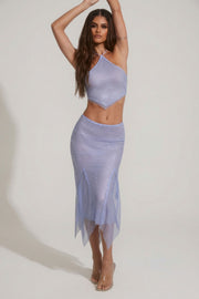 Oh Polly Jordana jupe midaxi bleue à strass