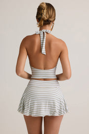 Oh Polly Kori Tank Top Rayé Bleu Jaune - Top Halter Modal