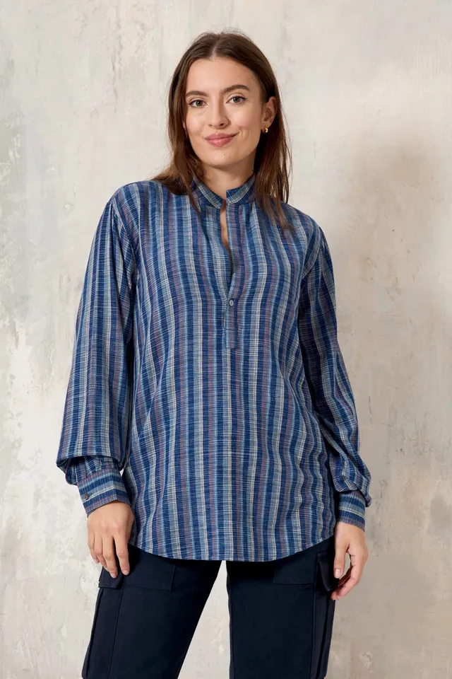 Chicosoleil Botega blouse coton blue check