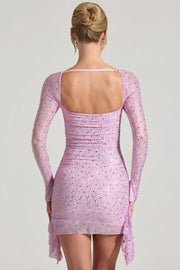Oh Polly Marilla 9738 robe mini rose strass drapée