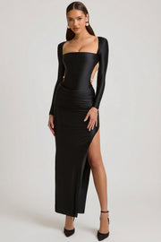 Oh Polly Dresses Quintessa 11933 robe longue noire perles