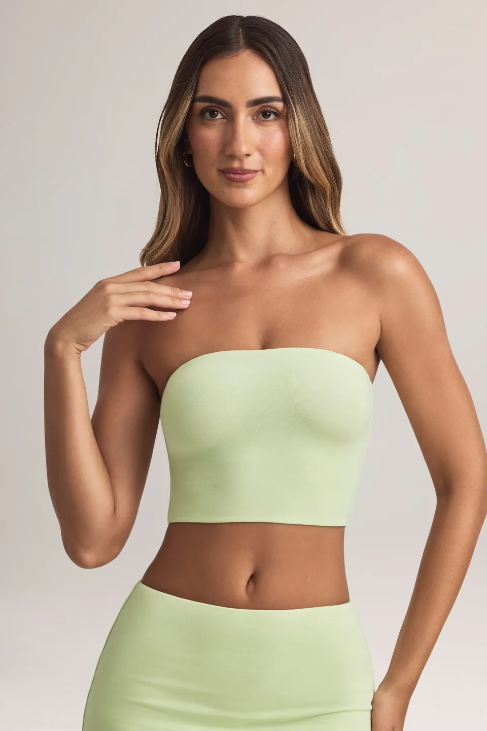 Oh Polly Verna Top Bandeau Lime - Crop Top Modal Vert