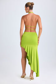Oh Polly Manami robe verte citron découpes asymétrique