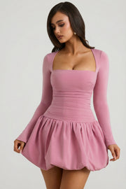 Oh Polly Viola 10900 mini robe manches longues mauve corset