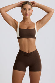 Oh Polly Bo+Tee mini short Pecan Marl froncé