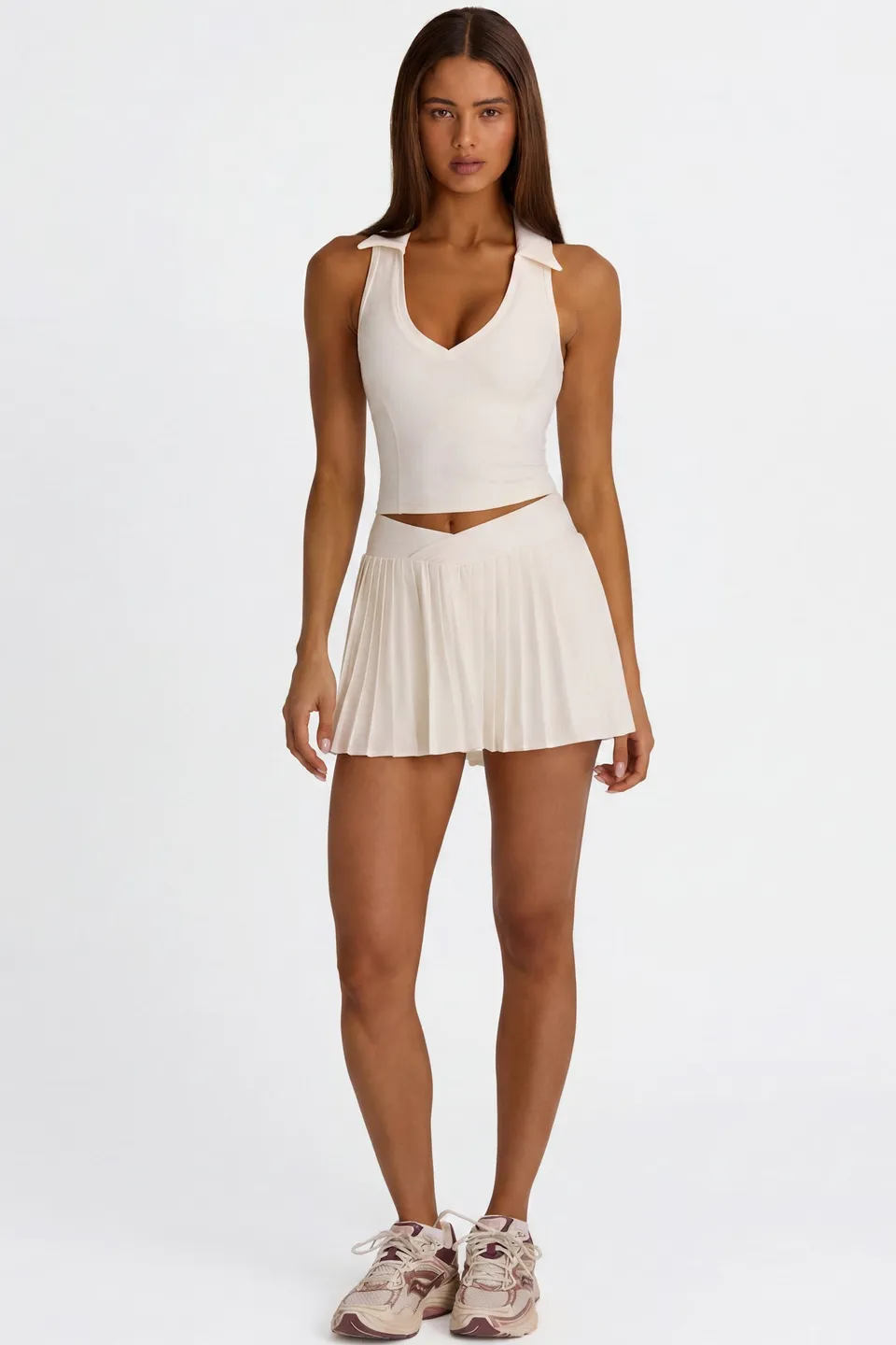Oh Polly Bo+Tee jupette mini beige coconut plissée