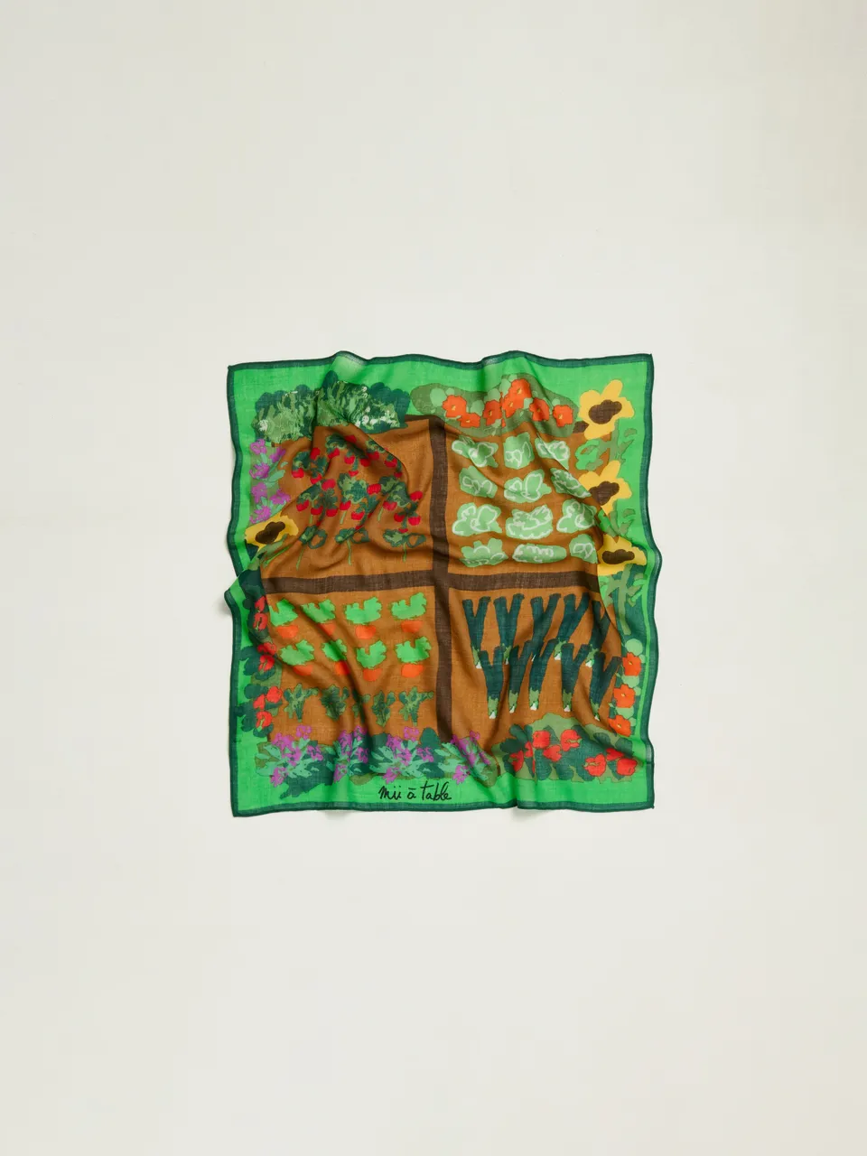 MII Carré Soie 65 Le Potager foulard soie 65x65