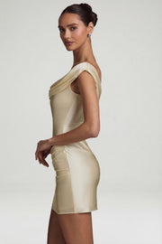 Oh Polly Maeve robe mini satin perle épaules dénudées